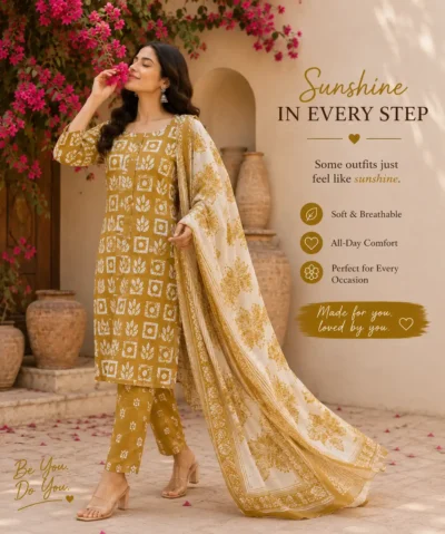 Round Neck PRNT CAS 3P Suit
