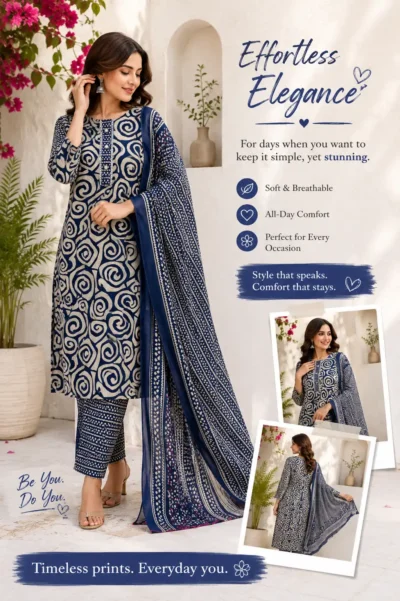 Round Neck PRNT CAS 3P Suit