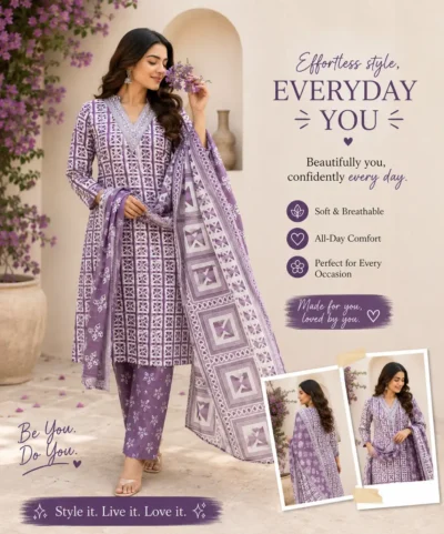 V Neck PRNT CAS 3P Suit