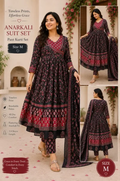 Printed Casual Ang Anarkali 3P Suit