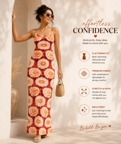 Slit Sleeve Multicolor Long Dress
