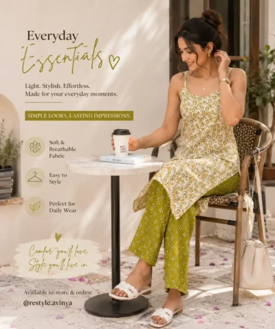 Floral Slit Sleeve Long Kurti Pant Set