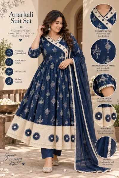 printed occassional anarkali 3p suit