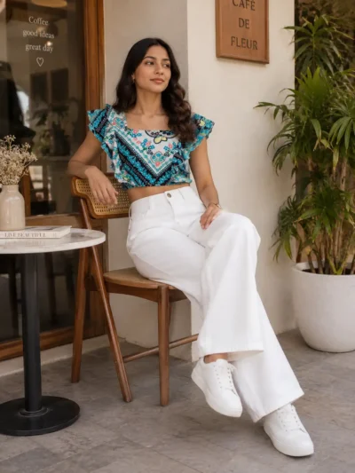 Printed Sleeveless Crop Top