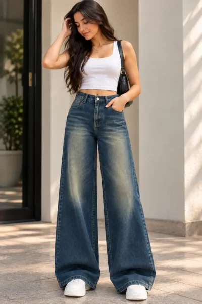 Wide Leg Shaded Jeans